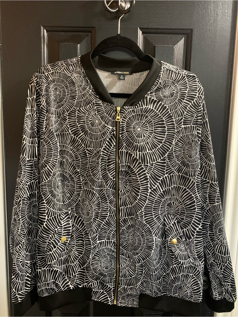 Robert Louis Black & White Geometric-Print Bomber Jacket